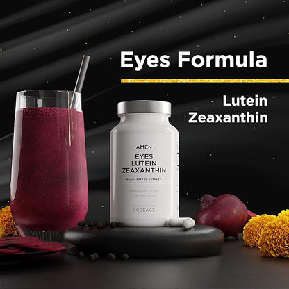 Amen Eyes Lutein Zeaxanthin Supplement - Eyes Vitamins - Lutein and Zeaxanthin from Marigold Extract, Red Beet Root Powder, Black Pepper Fruit Extract - 3-Month Supply Eye Care - Non-GMO - 90 Capsules