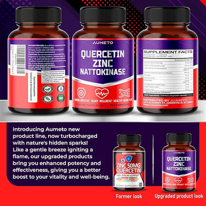 Zinc Quercetin Immune Support with VIT C VIT D3 Bromelain Elderberry Turmeric Echinacea Ashwagandha Ginger 150 Days Supply (150 Count (Pack of 1))