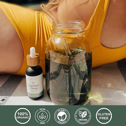 Philosophie Liquid Chlorophyll Sunshine Drops for Water | Organic Chlorophyll Drops with Mint for Detox, Internal Deodorant & Energy Boost | Natural Vegan Supplement, Non-GMO, 2oz