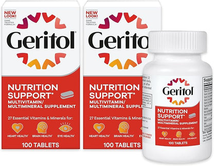 Geritol, Multivitamin Supplement, Contains B-Vitamins, Antioxidants, Vitamins C, E & D and Iron, 26 Essential Vitamins and Minerals, Gluten-Free, Non-GMO, No Artificial Sweeteners, 100 Tablets 2 Count