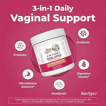 MaryRuth Organics 3-in-1 Probiotics for Women, Clinically Tested, Vaginal Probiotics for Digestive Health & Hormonal Support, Womens Probiotic Powder, Gut Health, 50 Billion CFU, Allergen Free, 0.5 oz