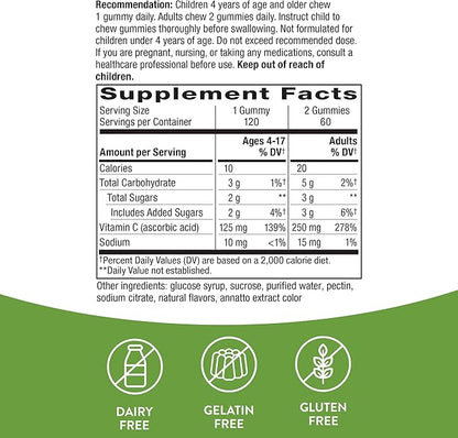 Nature’s Way Vitamin C Gummies, Support Immune Health*, Antioxidant, 250 mg per 2-gummy Serving, Orange Flavored, 120 Gummies (Packaging May Vary)