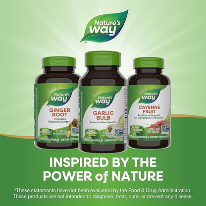 Nature's Way Garlic Bulb, Supports Heart Health*, Non-GMO Project Verified, 580 mg per Serving, Vegan, 100 Capsules (Packaging May Vary)