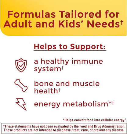 Nature Made Adult & Kids Multivitamin Gummies Combo Pack, Multis with Vitamin C, Vitamin D3, B Vitamins, Zinc, Omega 3 Fish Oil & More, Two Multivitamin Bottles for Whole Family