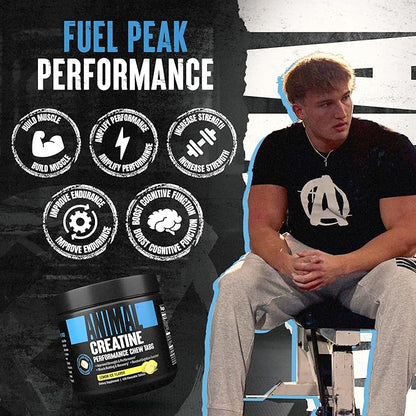 Animal Creatine Chews Tablets - Enhanced Creatine Monohydrate with AstraGin to Improve Absorption, Sea Salt for Added Pumps, Delicious and Convenient Chewable Tablets - Lemon Ice