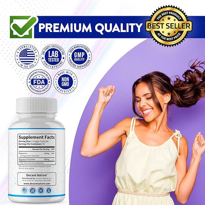 Magnesium Glycinate 500mg Magnesium Supplement - Chelated for High Absorption & Bioavailability Support Sleep, Muscle, Bones, Cramps, Recovery & Energy, Vegan Non-GMO 90 Capsules