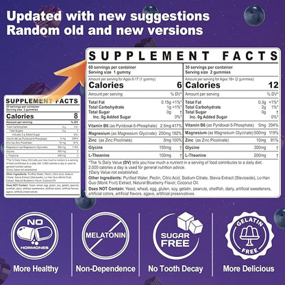 Magnesium Glycinate Gummies 500mg for Adults Kids Teens - Sugar Free Magnesium Calm Sleep Aid Gummies with L-Theanine, B6, Zinc, Glycine for Sleep, Calm, Relax Brain & Muscle Support, No Melatonin