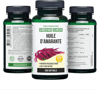 Amaranth Seed Oil Capsules 200 Softgels Wild Harvested Siberia Altai Cold Pressed Unrefined