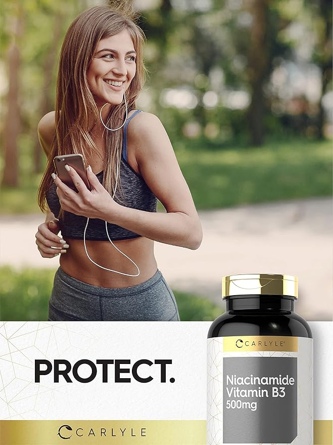 Carlyle Niacinamide 500mg Capsules | 300 Count | Vitamin B3 | Non-GMO & Gluten Free Supplement