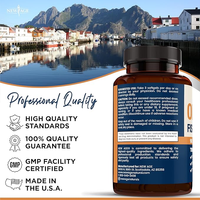 Triple Strength Omega 3 Fish Oil 3750 mg - EPA & DHA - Over 3000mg Omega-3 Fatty Acids - 1350mg EPA + 900mg DHA - Best Essential Fatty Acids, Burpless Fish Oil - 90 Count