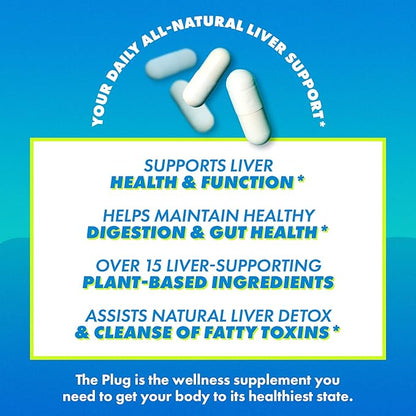 The Plug Liver Cleanse Detox & Repair Pills - Milk Thistle Liver Detox - Fatty Liver Support Supplement - 20 Herbal Liver Capsules, Turmeric & Vitamin B for Healthy Digestive & Immune System