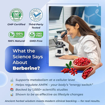 Premium Berberine Supplement with Ceylon Cinnamon, Bitter Melon, Milk Thistle - 150 Day Supply (150 Count (Pack of 1))