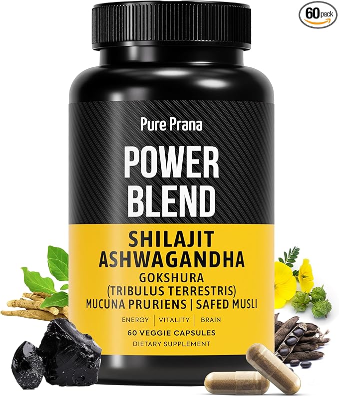 Dynamic Vitality Shilajit Ashwagandha Gokshura Supplement - Himalayan Pure Shilajit Capsules with Tribulus (Gokshura), Extra Strength Ashwagandha & Safed Musli | Himalayan Shilajit Supplement