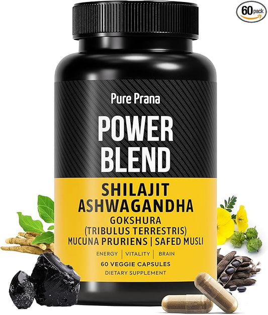 Dynamic Vitality Shilajit Ashwagandha Gokshura Supplement - Himalayan Pure Shilajit Capsules with Tribulus (Gokshura), Extra Strength Ashwagandha & Safed Musli | Himalayan Shilajit Supplement