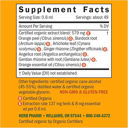 Herb Pharm Better Bitters Certified Organic Digestive Bitters, Orange, 1 Ounce (Pack of 2)
