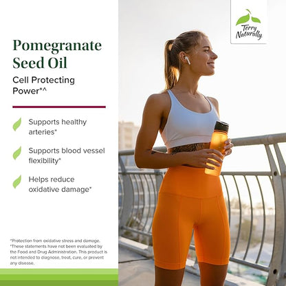 Terry Naturally Pomegranate Seed Oil - Dietary Supplement to Support Cardiovascular Health - Herbal Non-GMO Supplement with Omega-5 & Pomegranate Extract - 60 Softgels