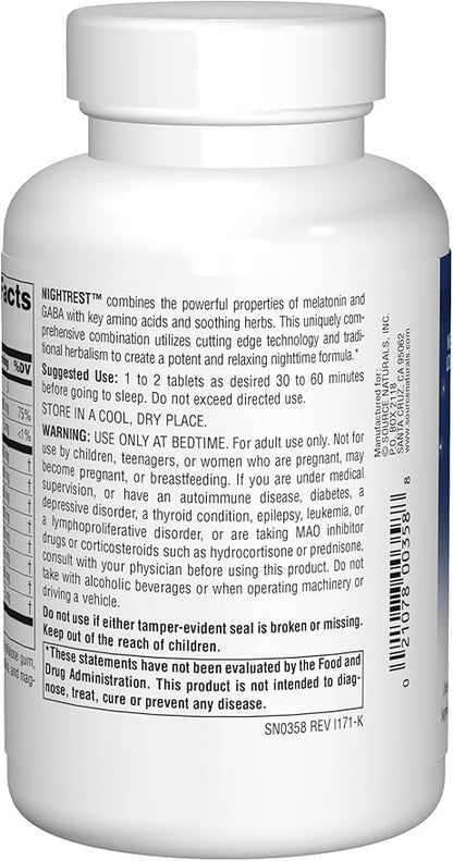 Source Naturals Sleep Science NightRest with Melatonin - BioAligned MultiNutrient & Herb Complex, for Rest & Relaxation Support* - 100 Tablets (Pack of 2)