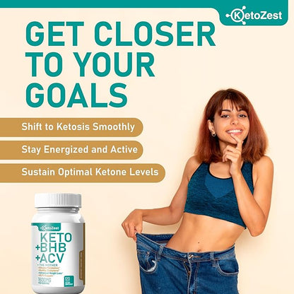 Keto ACV BHB Capsules 1600mg for Advanced Weight Loss & Belly Fat Burn - Organic Apple Cider Vinegar with The Mother Ketones Vegan Supplement - with Vitamin D3 Zinc Chromium for Men Women
