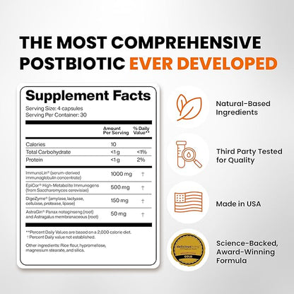 SaltWrap Gut Clinic Postbiotics - Gut Health, Complete Gut Repair, Barrier & Immune Support - Helps Bloating, Gas & Indigestion - 90 Capsules