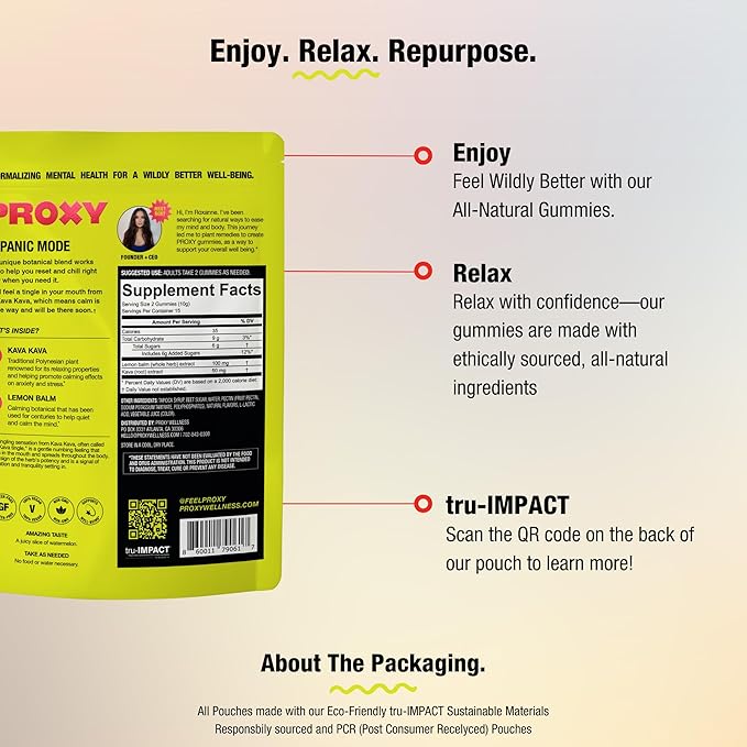 Kava Kava Stress Relief with Instant Kava Root & Lemon Balm - Watermelon Flavor, Natural Flavoring, No Artificial Additives, Travel Friendly Calming Support for Adults - Proxy Panic Mode