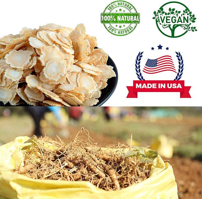 DOL American Ginseng Slices from Wisconsin (Sliced Ginseng Root Wisconsin Grown!Most People Use It to Make Ginseng Tea! Good for Health! 花旗参/西洋参 -in Bag (Small 4oz/Bag*2)