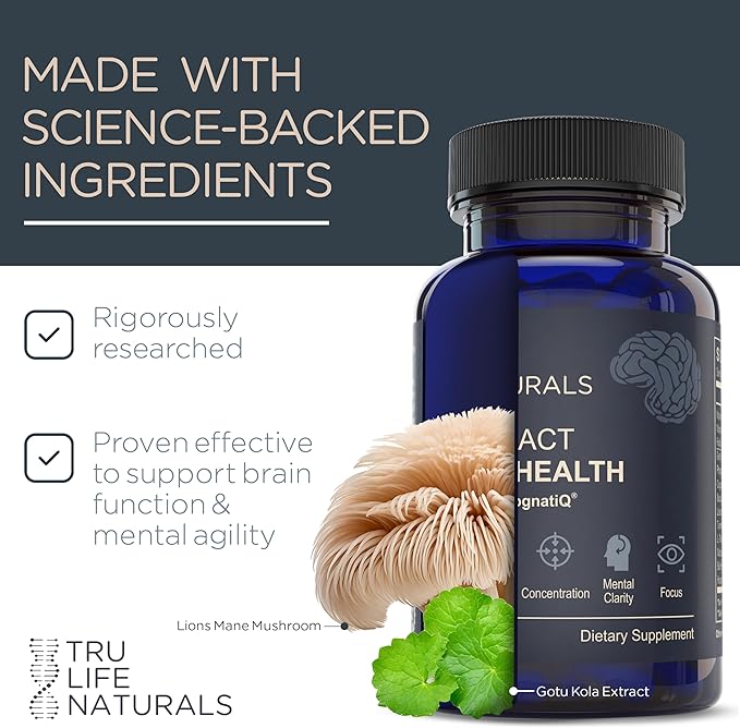 NEUROACT Brain Health Memory, Focus, Concentration, Mental Clarity with CognatiQ, Vitamin B3 & B6 | Manage Stress & Elevate Mood | Holistic Brain Health Formula, Sustained Energy & Well Being