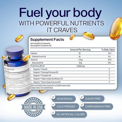 Fish Oil Omega 3 Supplements Alternative-YES Omega 3 & 6 Fatty Acid - Burpless, Plant Based - DHA, EPA, SDA - Cholesterol, Heart, Skin, Energy, Eyes, Immunity Support by YES (4 x 120 Gel caps)