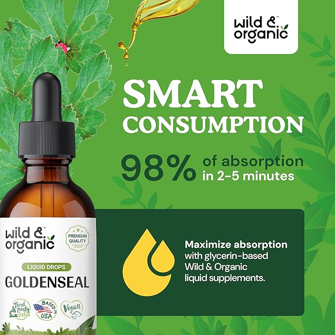 Wild & Organic Goldenseal Tincture 2 fl oz & Cats Claw Tincture 4 fl oz