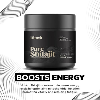 Pure Himalayan Organic Shilajit Resin with Lab Report Super high Potency for Men & Women Fulvic Acid & Trace Minerals Humic Acid Supplement Resin| Supports Energy, Metabolism & Immunity| 50 Grams