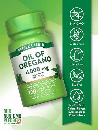 Nature's Truth Oil of Oregano Softgels | 4000 mg | 120 Count | Non-GMO & Gluten Free Herbal Supplement