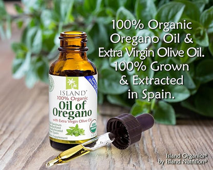 Oil of Oregano Organic Liquid Drops (1 fl oz) - Blend of Organic Oregano Oil & Olive Oil, Grown in Spain