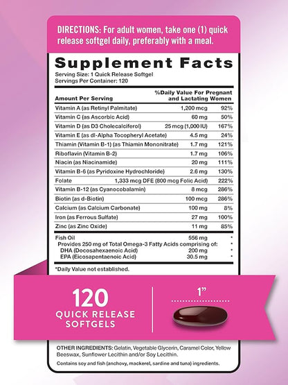 Nature's Truth Prenatal Vitamin for Women | 120 Softgels | Non-GMO & Gluten Free Multivitamin Supplement with DHA and Folic Acid