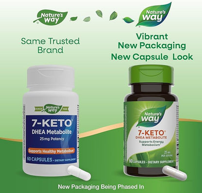 Nature's Way 7-KETO, DHEA Metabolite, Metabolism Support Supplement*, 25mg Potency Per Serving, 60 Capsules