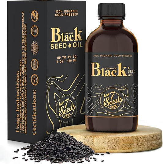 Cold Pressed Black Seed Oil - 120ml Cold Pressed Nigella Sativa Liquid for Immune Support, Joints, Digestion, Hair & Skin (4 Fl Oz)