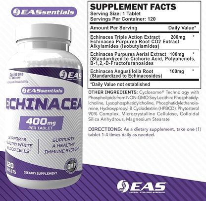 Experimental and Applied Sciences Echinacea 400mg | Tri Blend Formulation | Immune & Respiratory Support | Gluten Free, Non GMO | Better Absorption with Cyclosome Delivery | 120 Tablets