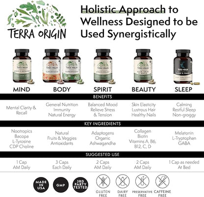 TERRA ORIGIN Fruit Superfood Supplements | 90 Capsules | Supports Energy, Non GMO, and Gluten Free | for Adults and Women