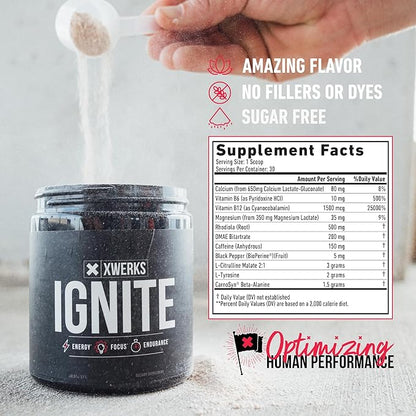 Xwerks Ignite Orange Pre Workout Powder, Natural Keto Pre-Workout for Women and Men with Explosive Energy, Gluten Free Preworkout Blend for Endurance and Stamina, 150 mg Caffeine 30 Servings