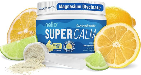 Supercalm Powdered Drink Mix, Lemon Lime, L Theanine, Ksm-66 Ashwagandha, Magnesium Glycinate, Vitamin D 3, Supplements for Relaxation & Focus, Natural, No Sugar, Non GMO, 30 Srvgs