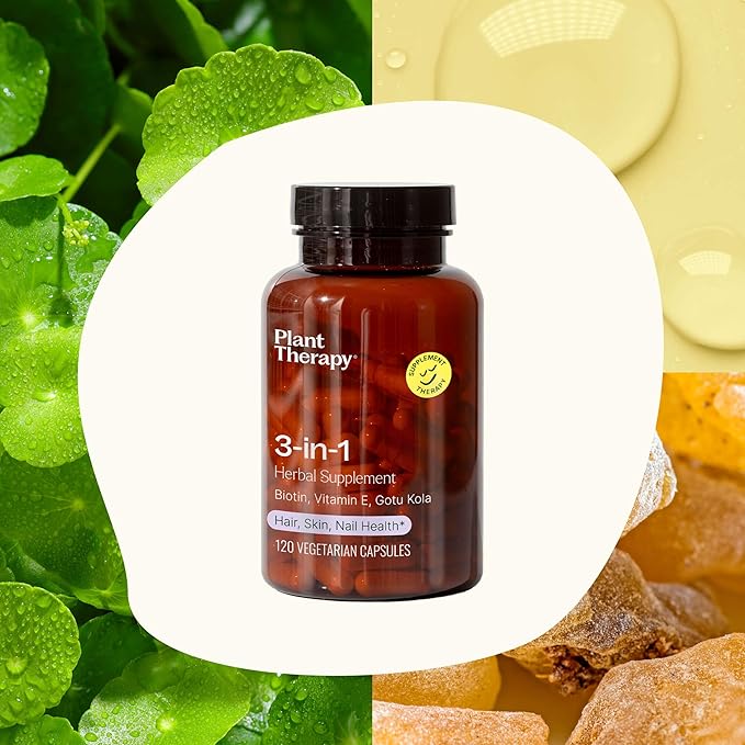 3-in-1 Hair, Skin, Nails Herbal Supplement Capsules with Tart Cherry and Elderberry Herbal Supplement Capsules