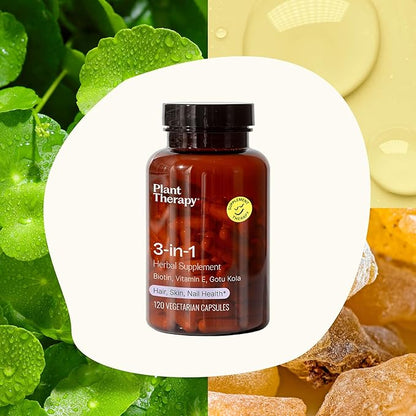 3-in-1 Hair, Skin, Nails Herbal Supplement Capsules with Tart Cherry and Elderberry Herbal Supplement Capsules