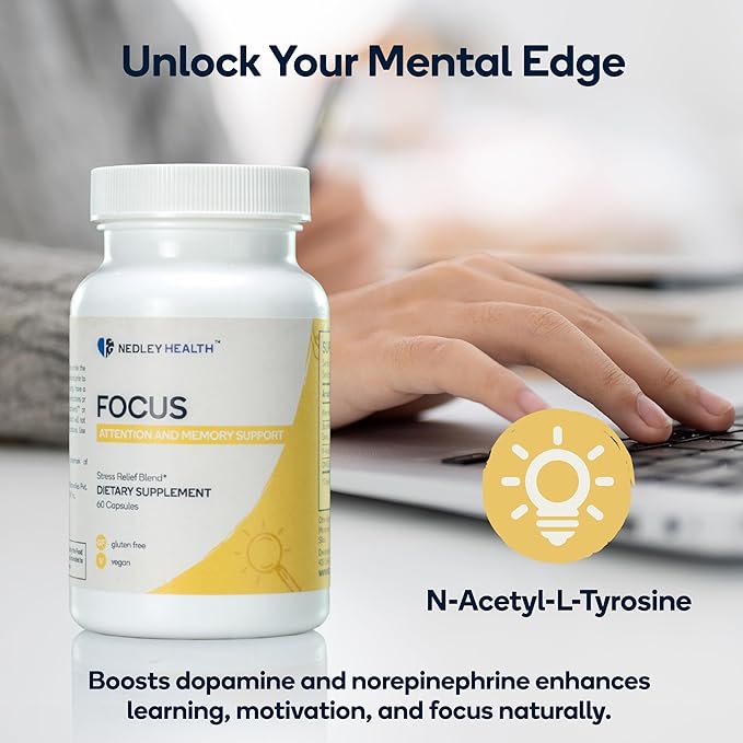 Focus - Premium Cognitive Enhancement Supplement with Natural Nootropics - Memophenol, Bacopa, & DMAE - 60 Veggie Capsules (Focus)
