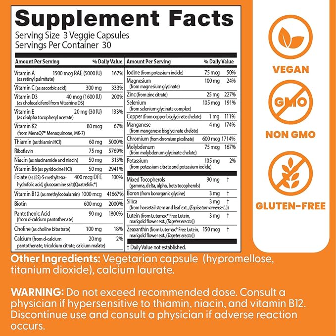Doctors Best Multi-Vitamin Mineral Complex, Comprehensive Health Support, Non-GMO, Gluten Free, Vegan 90 Veggie Capsules