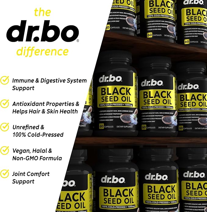 Black Seed Oil Capsules Vegan - Pure Cold Pressed Black Seed Oil Nigella Sativa Cumin for Skin & Hair Health, 500mg, 1000mg Per 2 Capsule Serving Blackseed Liquid Capsules Halal - 60 Softgels Pills