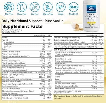 Equilife Daily Nutritional Support, All-in-one Multivitamin Meal Replacement, Pure Vanilla Flavor, with 15g Plant Protein, Supports Energy, Mood, Gut, and Skin Health (14 Servings Tub)
