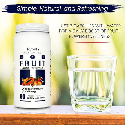 Fruits Supplement – Whole Food-Based Fruit Blend Capsules – Natural Antioxidant Support – Rich in Essential Vitamins – Non-GMO, Gluten-Free – 90 Capsules