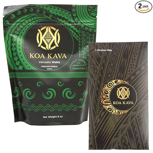 8 Oz Premium Vanuatu Waka Kava with Drawstring Kava Strainer