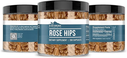 Earthborn Elements Rose HIPS & Bromelain Capsule Bundle (200 Capsules Each), Pure & Undiluted, No Additives