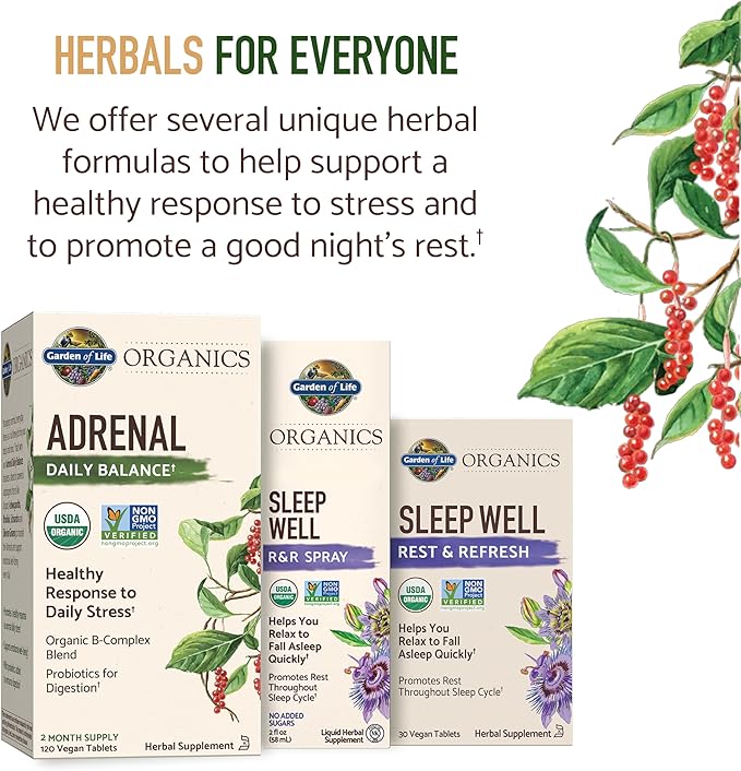 Garden of Life Organics Sleep Well Rest & Refresh 30 Tablets, Lemon Balm, Green Tea Extract L-Theanine, Valerian Root, Chamomile, Probiotics-Organic Non-GMO Vegan Gluten Free Herbal Supplement