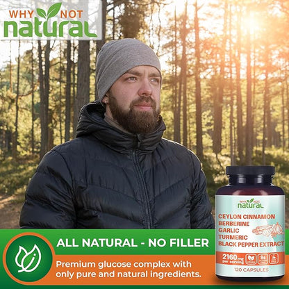 5-in-1 Organic Ceylon Cinnamon Capsules with Berberine, Garlic, Turmeric, Black Pepper Extract Pills