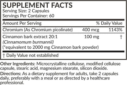 Futurebiotics Cinnamon Plus Chromium Picolinate Supplement, High Potency Chromium, Non-GMO, 120 Vegetarian Capsules